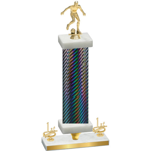 Premium Single Black Carbon Fiber First Place Soccer Trophy