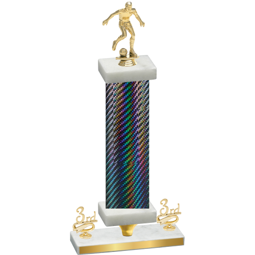 Premium Single Black Carbon Fiber Third Place Soccer Trophy