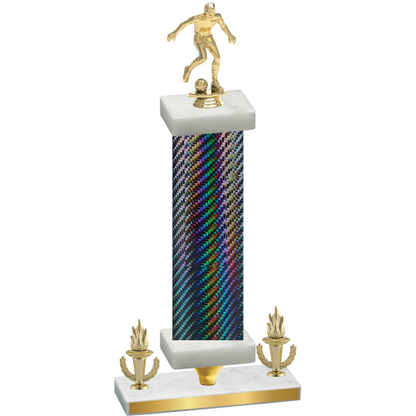 Premium Single Black Carbon Fiber Victory Soccer Trophy