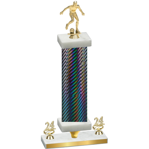Premium Single Black Carbon Fiber Year Soccer Trophy