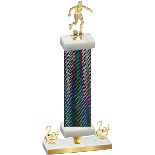 Premium Single Black Carbon Fiber Second Place Soccer Trophy