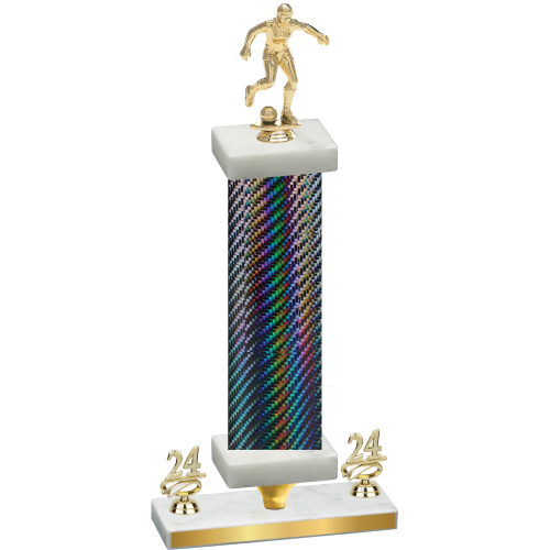 Premium Single Black Carbon Fiber Year Soccer Trophy
