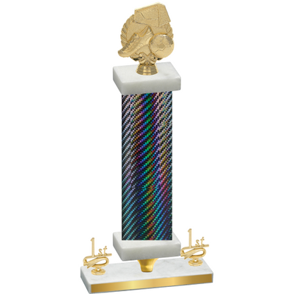 Premium Single Black Carbon Fiber First Place Soccer Trophy