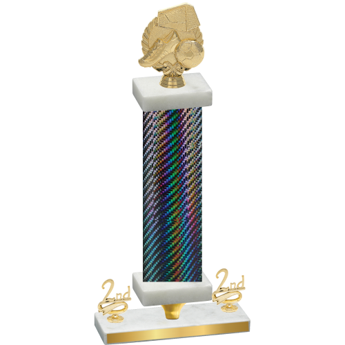 Premium Single Black Carbon Fiber Second Place Soccer Trophy