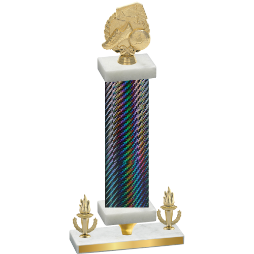 Premium Single Black Carbon Fiber Victory Soccer Trophy