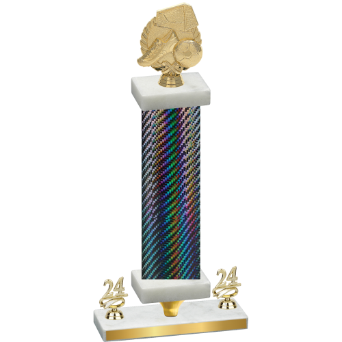 Premium Single Black Carbon Fiber Year Soccer Trophy