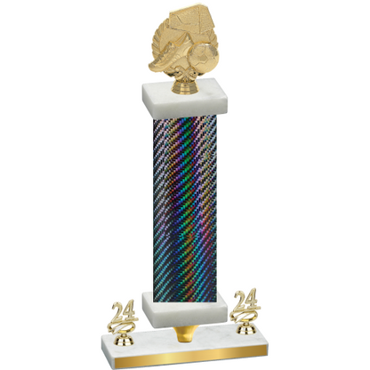 Premium Single Black Carbon Fiber Year Soccer Trophy
