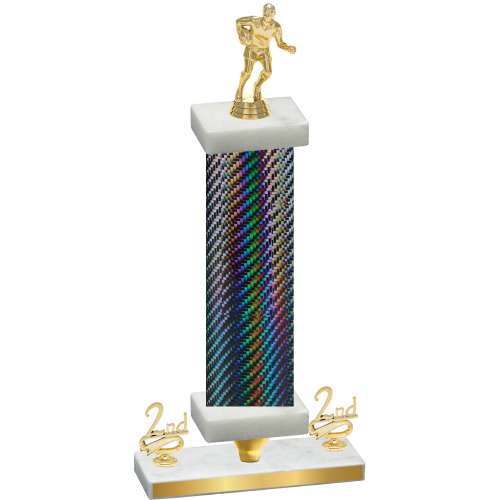 Premium Single Black Carbon Fiber Second Place Rugby Trophy