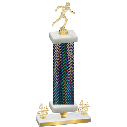 Premium Single Black Carbon Fiber Fourth Place Running Trophy