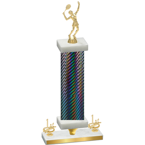 Premium Single Black Carbon Fiber First Place Tennis Trophy