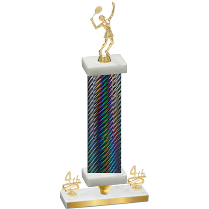 Premium Single Black Carbon Fiber Fourth Place Tennis Trophy
