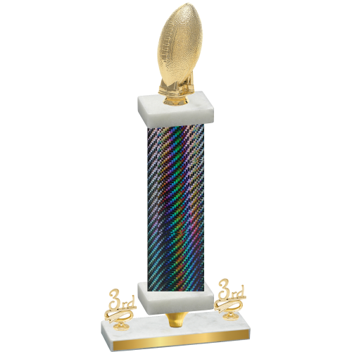 Premium Single Black Carbon Fiber Third Place Football Trophy