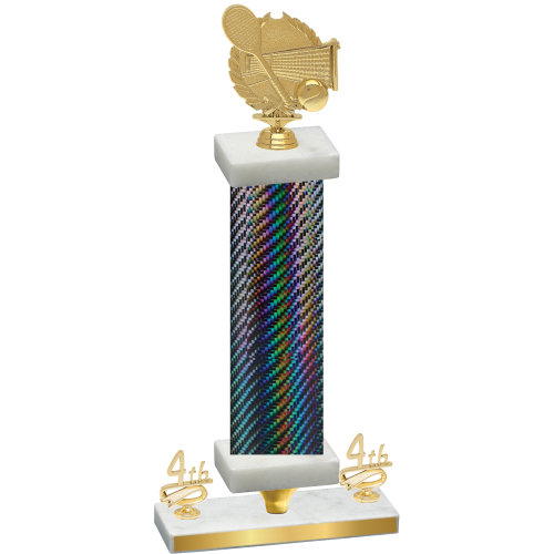Premium Single Black Carbon Fiber Fourth Place Tennis Trophy