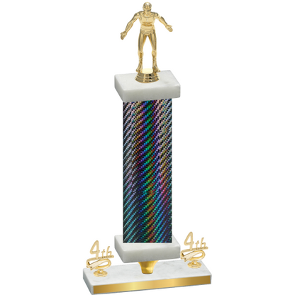 Premium Single Black Carbon Fiber Fourth Place Wrestling Trophy