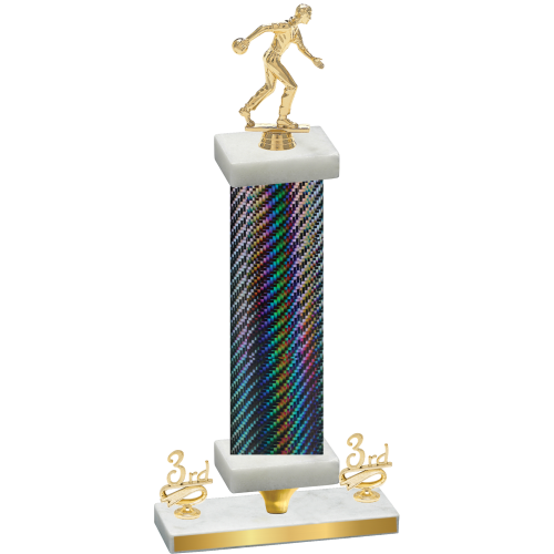 Premium Single Black Carbon Fiber Third Place Bowling Trophy