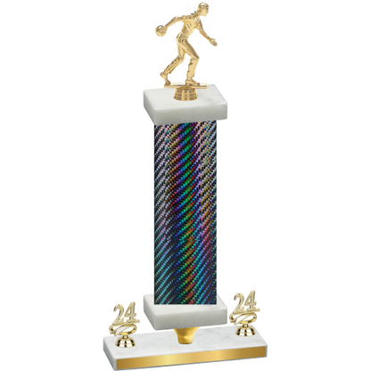 Premium Single Black Carbon Fiber Year Bowling Trophy