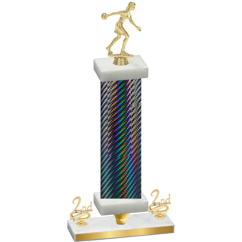 Premium Single Black Carbon Fiber Second Place Bowling Trophy