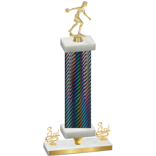 Premium Single Black Carbon Fiber Third Place Bowling Trophy
