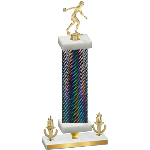 Premium Single Black Carbon Fiber Victory Bowling Trophy
