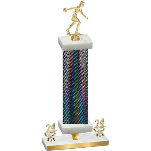 Premium Single Black Carbon Fiber Year Bowling Trophy