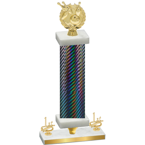 Premium Single Black Carbon Fiber First Place Bowling Trophy