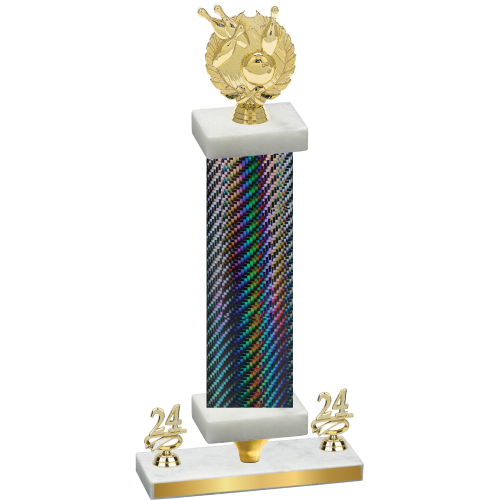 Premium Single Black Carbon Fiber Year Bowling Trophy