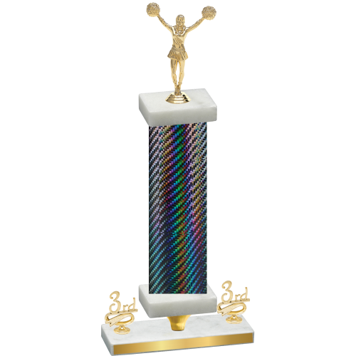 Premium Single Black Carbon Fiber Third Place Cheerleading Trophy