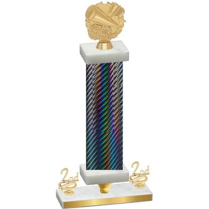 Premium Single Black Carbon Fiber Second Place Cheerleading Trophy