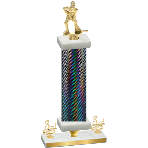 Premium Single Black Carbon Fiber Third Place Hockey Trophy