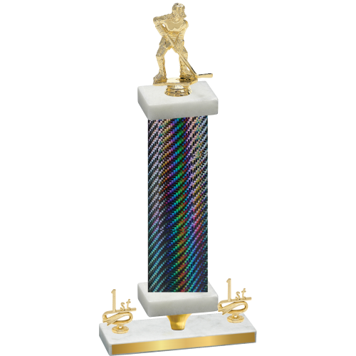 Premium Single Black Carbon Fiber First Place Hockey Trophy