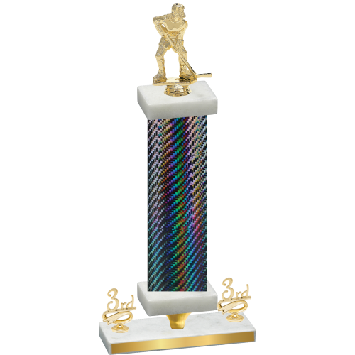 Premium Single Black Carbon Fiber Third Place Hockey Trophy
