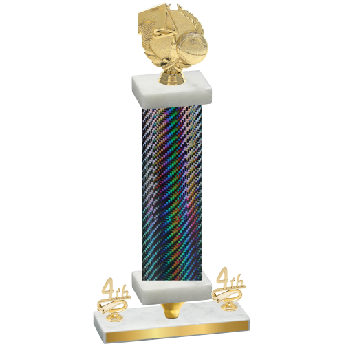 Premium Single Black Carbon Fiber Fourth Place Basketball Trophy