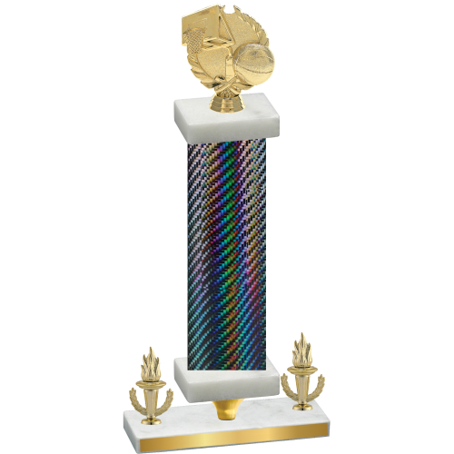 Premium Single Black Carbon Fiber Victory Basketball Trophy