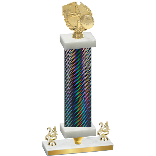 Premium Single Black Carbon Fiber Year Basketball Trophy