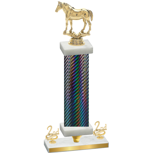 Premium Single Black Carbon Fiber Second Place Horses Trophy