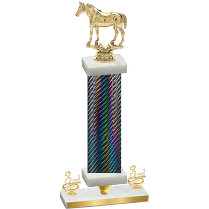 Premium Single Black Carbon Fiber Third Place Horses Trophy