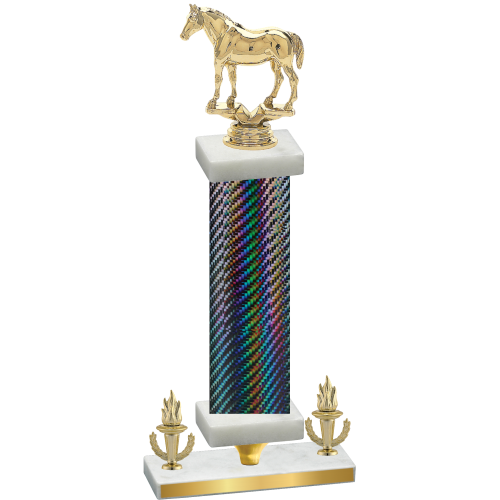 Premium Single Black Carbon Fiber Victory Horses Trophy