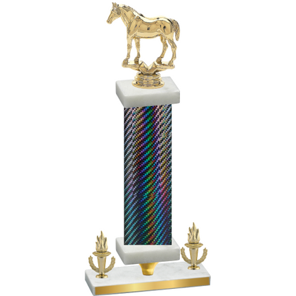 Premium Single Black Carbon Fiber Victory Horses Trophy