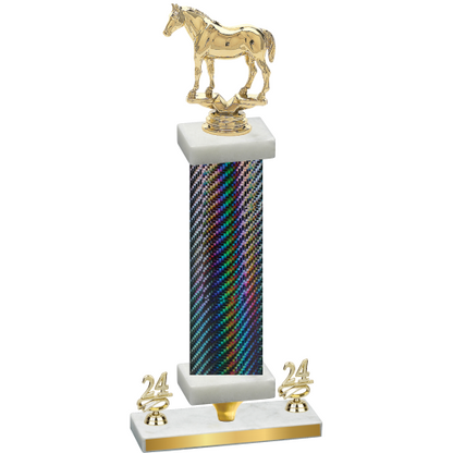 Premium Single Black Carbon Fiber Year Horses Trophy