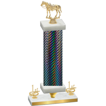 Premium Single Black Carbon Fiber First Place Horses Trophy