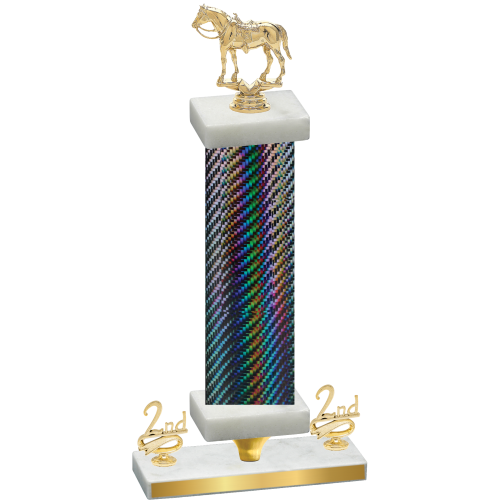 Premium Single Black Carbon Fiber Second Place Horses Trophy