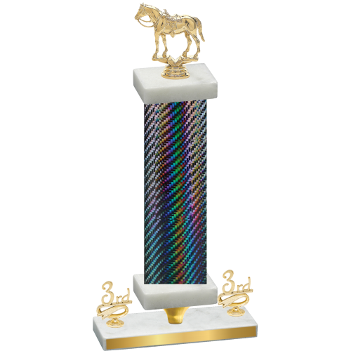 Premium Single Black Carbon Fiber Third Place Horses Trophy