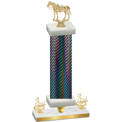 Premium Single Black Carbon Fiber Third Place Horses Trophy