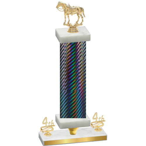 Premium Single Black Carbon Fiber Fourth Place Horses Trophy