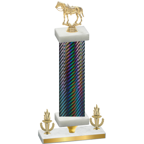 Premium Single Black Carbon Fiber Victory Horses Trophy