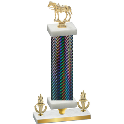Premium Single Black Carbon Fiber Victory Horses Trophy
