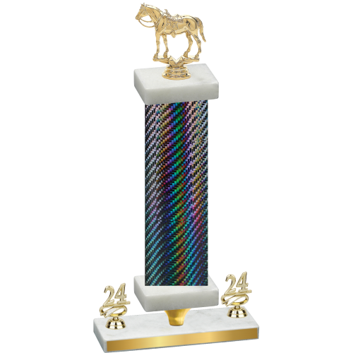 Premium Single Black Carbon Fiber Year Horses Trophy