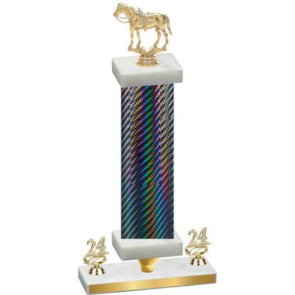 Premium Single Black Carbon Fiber Year Horses Trophy