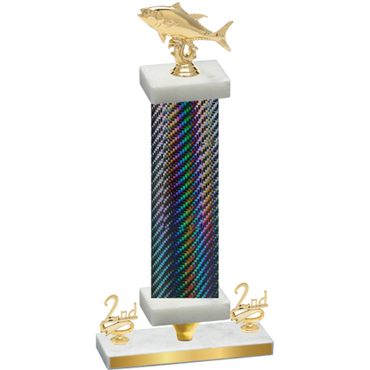 Premium Single Black Carbon Fiber Second Place Fishing Trophy