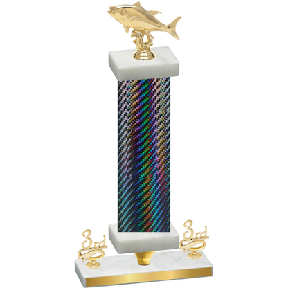Premium Single Black Carbon Fiber Third Place Fishing Trophy